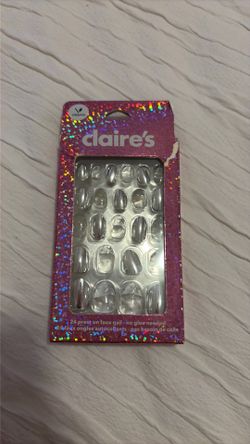 CLAIRES press on nails for girls/kids silver and stars