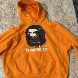 Orange Bape Hoodie (Small) (Price negotiable)