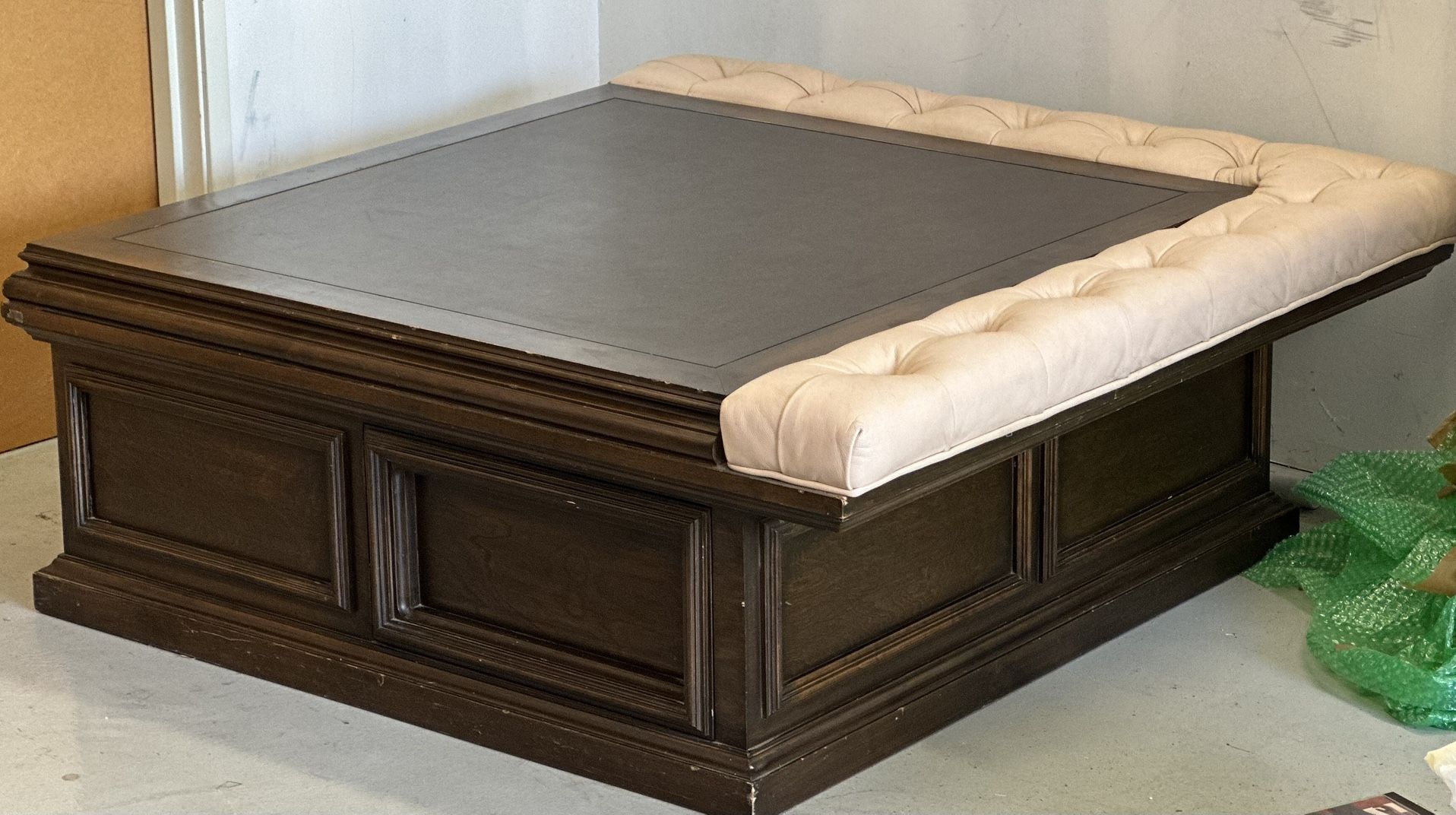 Nearly 100 Year Old Antique Wood and Leather Coffee Table