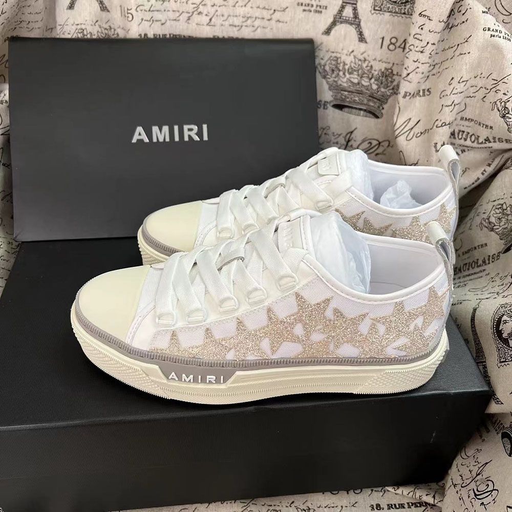 Amiri White Star White Canvas Shoes