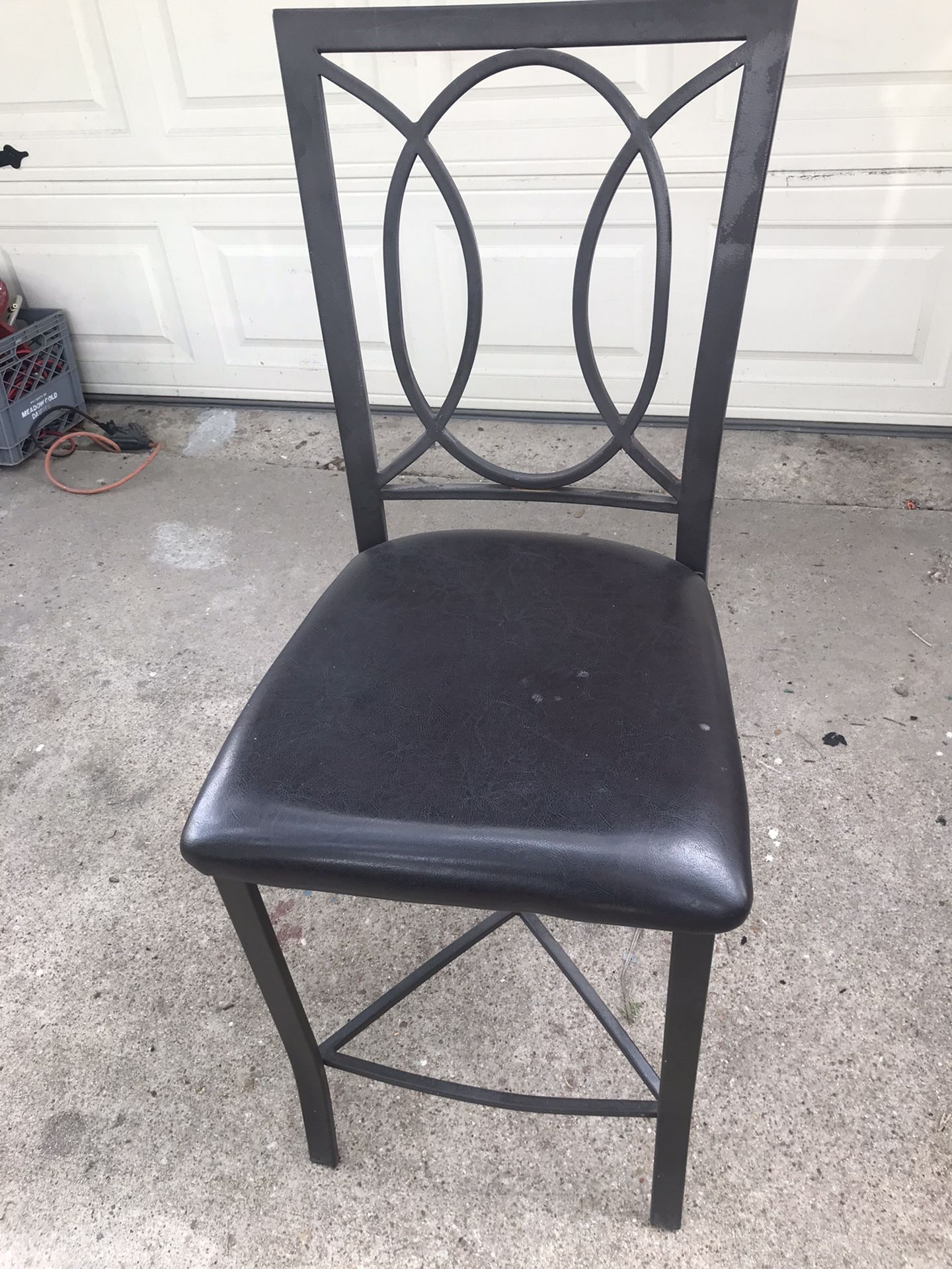 Metal Chair With Leather Seat 42” H, 18” W