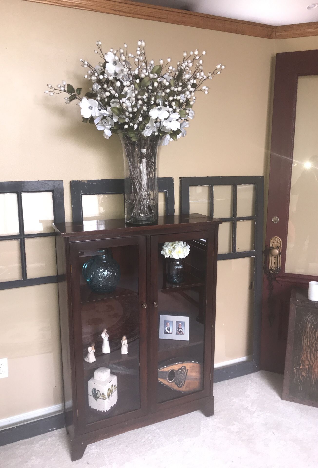 Antique Curio, china, book cabinet. Glass doors.
