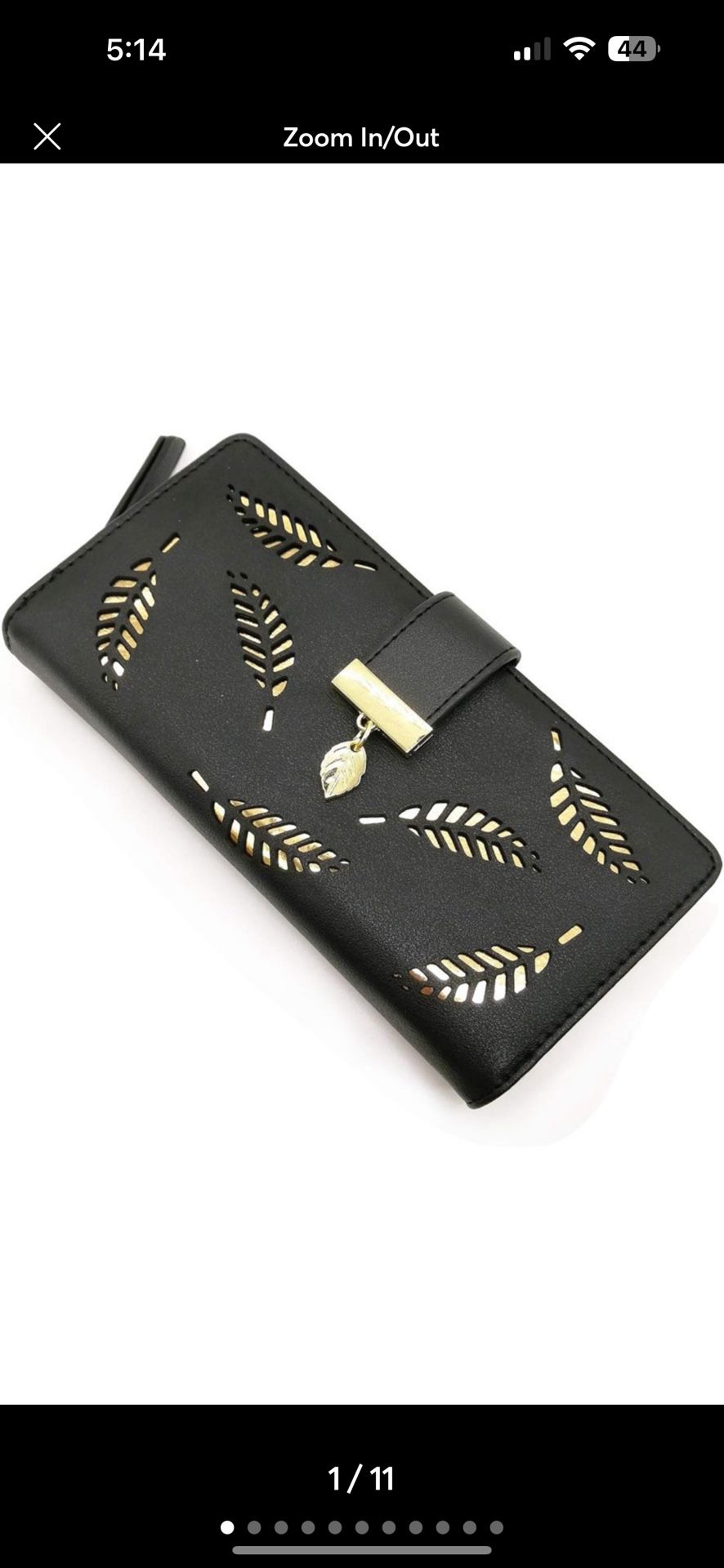 VODIU Women's Short Purse Leather Medium Wallet Leaf Bifold