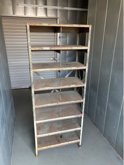 Vintage Industrial Steel Factory Shelving Rack | 8 Shelf Display Bookcase $225 OBO