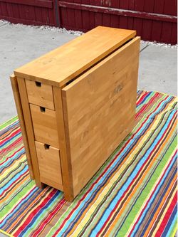 Wooden Drop-Leaf Table with Drawers NORDEN Gateleg table,