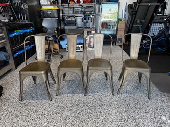 Set of 4 Industrial Metal Dining Chairs