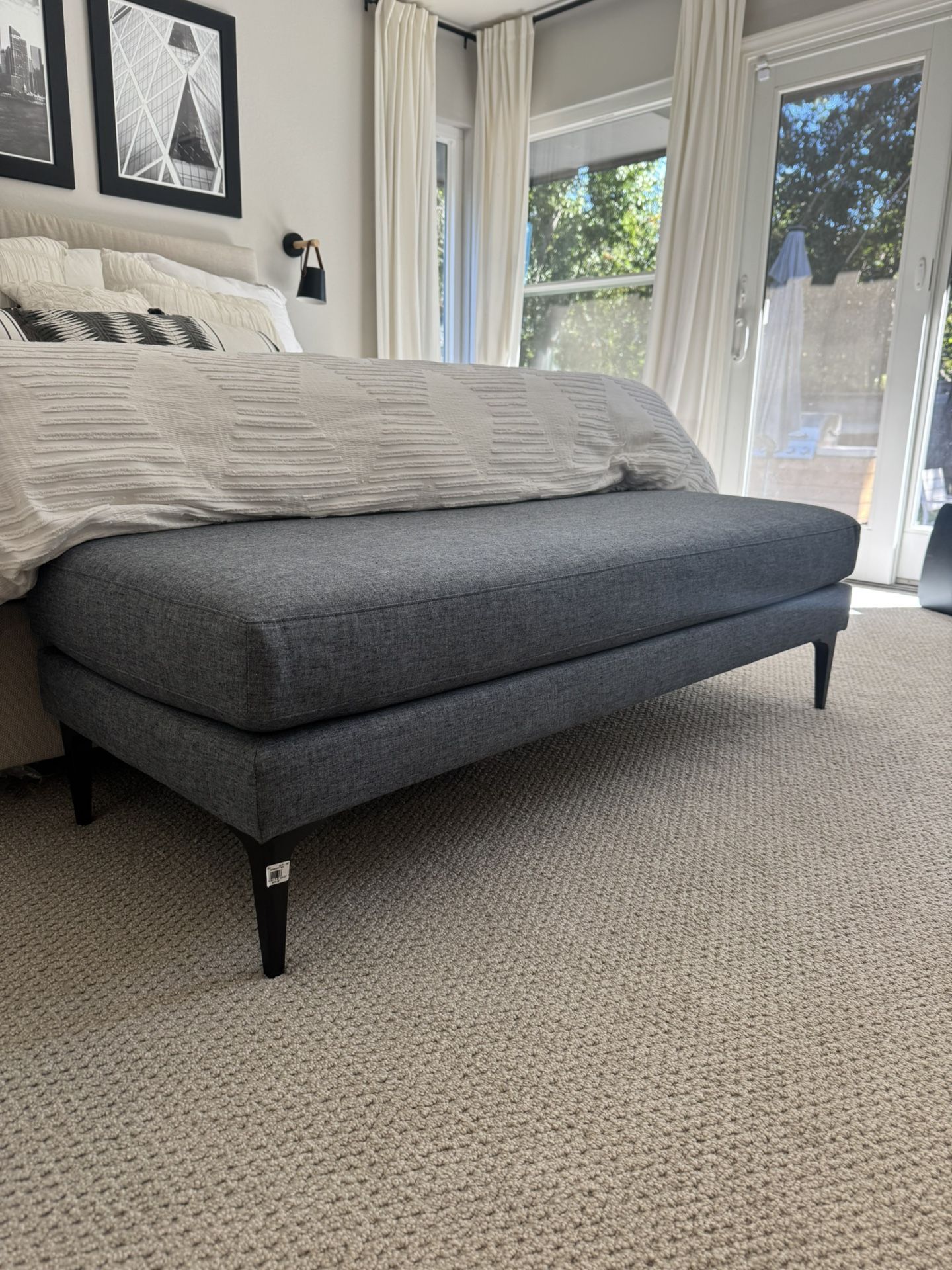 Brand New west Elm Andes Ottomon/bench Performance Coastal Linen Fabric