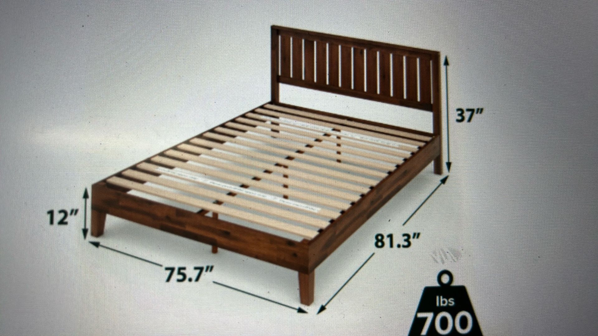 Deluxe Wood Platform Bed Frame with Head board- King Size