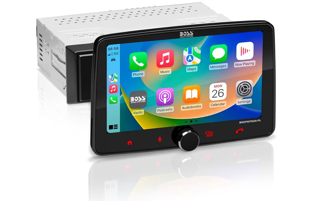 BOSS Audio Systems BVCP9700A-FL Single DIN Car Stereo Wireless Apple CarPlay, Android Auto, 7 Inch Touchscreen, Bluetooth, AM/FM Radio Receiver