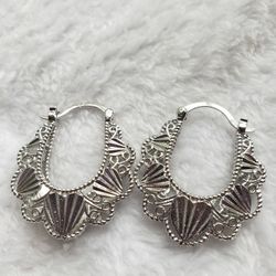 Sterling Silver Plated Basket Earrings 