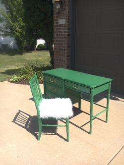 Desk Kelly green designer faux bamboo