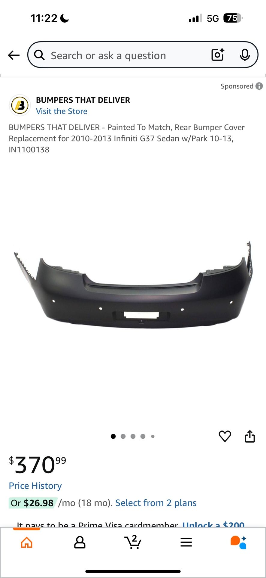 g37x oem rear bumper
