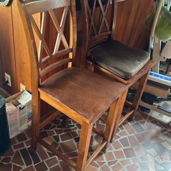 2 Wooden Bar Height Chairs