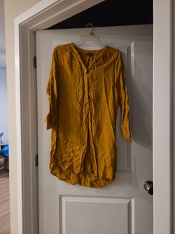 Mustard Yellow Button-Front Tunic Top