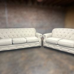 Free Delivery- Ashley Beige MCM sofa/couch + loveseat