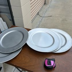 Silver Beaded Charger Plates Set of 6