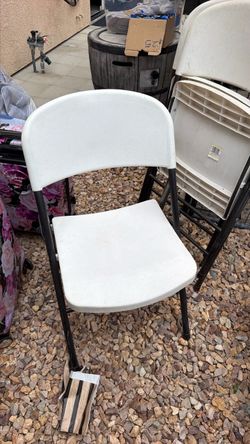 White Plastic Folding Chair with Metal Frame