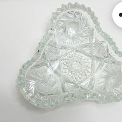 Vintage Cut Glass Candy Or Appitizer Dish