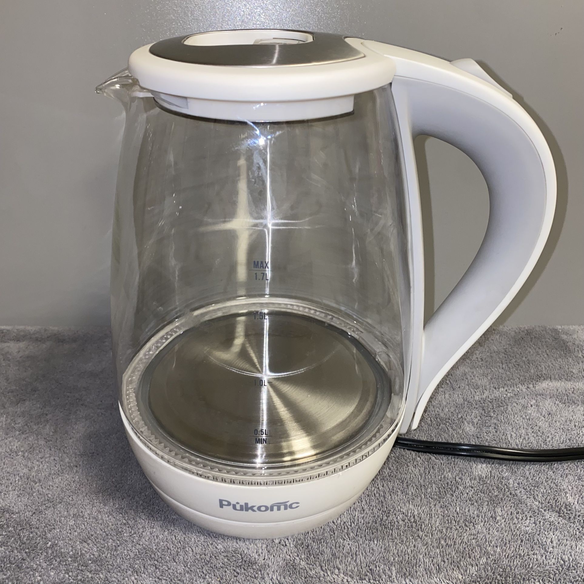 Pukomc Electric Kettle Wide Opening Water Level Indicator Glass Water Boiler1.7L