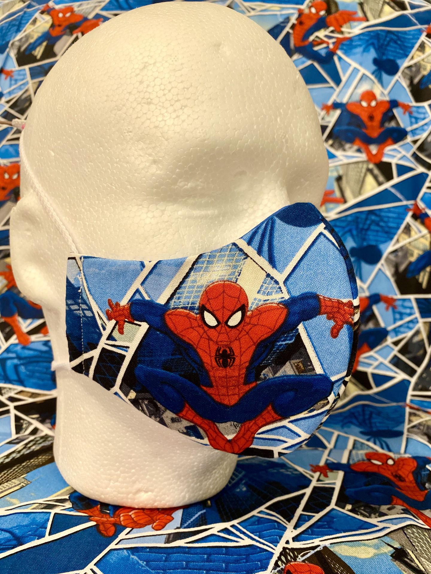 Handmade Masks Spider-Man. 100% Cotton. Hypoallergenic. Reusable. 5 Layers. Filter.