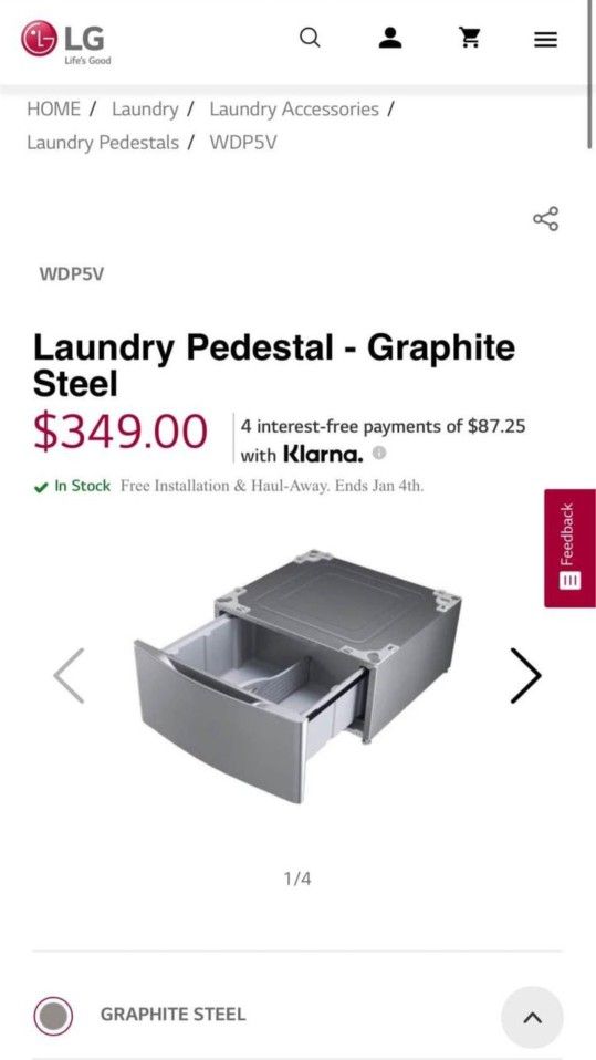 LG Washer/Dryer Pedestal 