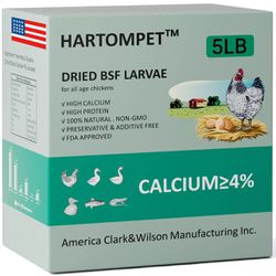 High Calcium Hartompet BSFL Chicken Feed Additive - 85X More Calcium - 5 lbs