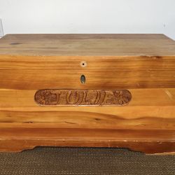 “Julie” Wood Storage Box. Vintage Wooden Toy Box. Rustic Wood Chest. 