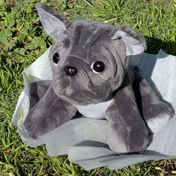 Weighted French Bulldog Sensory Plush - 2.6lbs Charcoal Grey Frenchie - Feel Calm Deep Pressure