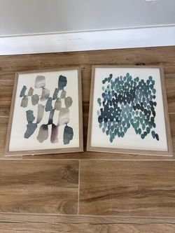 Set of 2 Abstract Watercolor Framed Art Prints