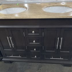 B3198- 48” Small Double Sink Bathroom Vanity Dual Bowl Cabinet 