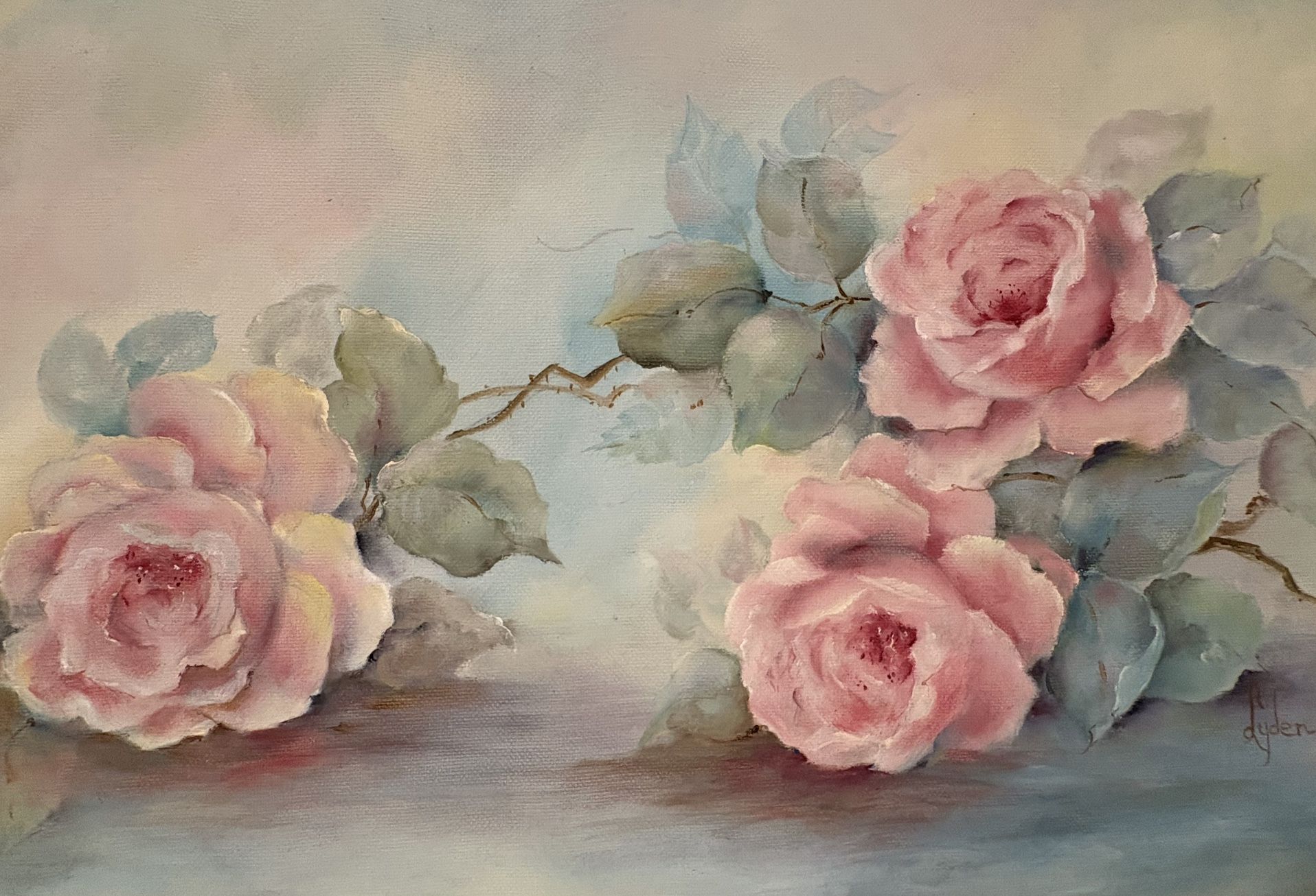 Original Floral Painting Pink Roses