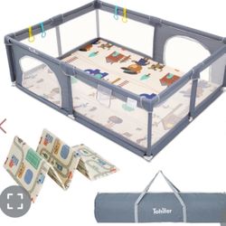 Baby Playpen With Mat, Large Baby Play Yard For Toddler, BPA-Free, Non-Toxic, Safe No Gaps Playards For Babies, Indoor & Outdoor Extra Large Kids Acti