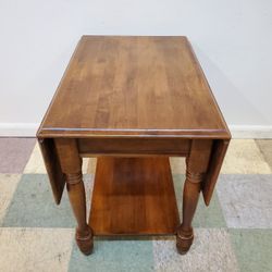 Vintage Solid Maple Drop Leaf End Table