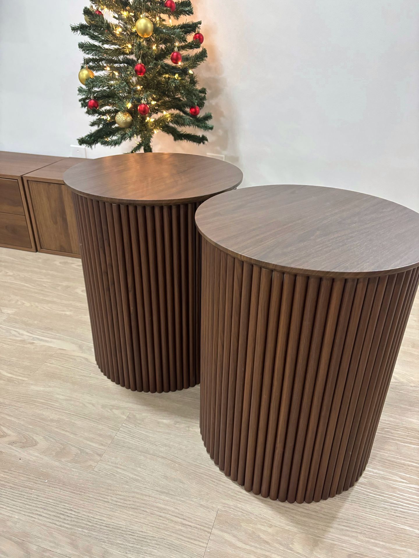 Fluted Walnut End Tables/Nightstands