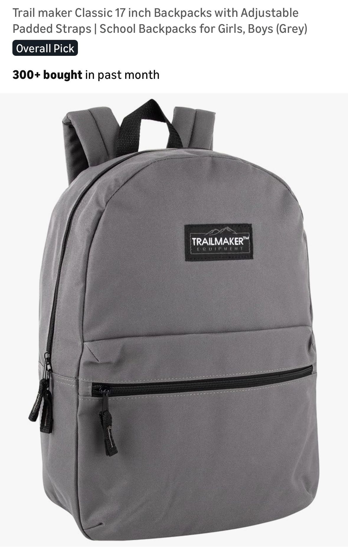 Trail maker Classic 17 inch Backpacks with Adjustable Padded Straps | School Backpacks for Girls, Boys Multiple colors With School Supplies Bundle!