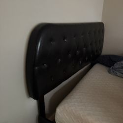 🛏️ Brown Faux Leather Headboard & Bed Frame – $120 OBO
