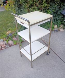 Antique Kitchen Cart Microwave Stand with Drawer and Shelves 38" T X 15 1/4" W  X 21 3/4" D