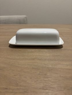 Crate And Barrel White Butter Dish 