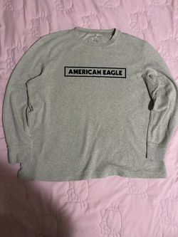 American Eagle Men's Grey Waffle Knit Long Sleeve Shirt XXL