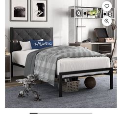 Grey & black low Platform Twin Beds 