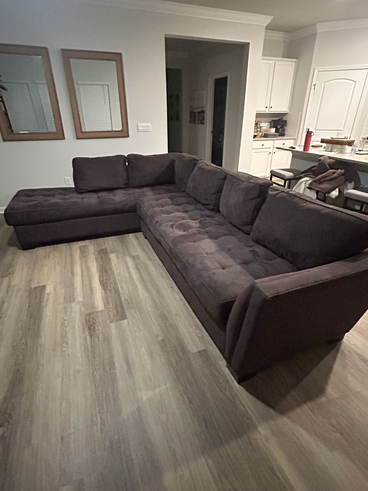 Gray Microfiber Sectional (NO SMOKING) - Rooms To-Go Harper 2 Pc Left Arm Chaise XL Sectional