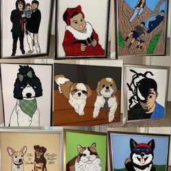 Glass Paintings Family, Friends, Pets, Anime & Cartoon Portraits Available LOCATED IN COVINA