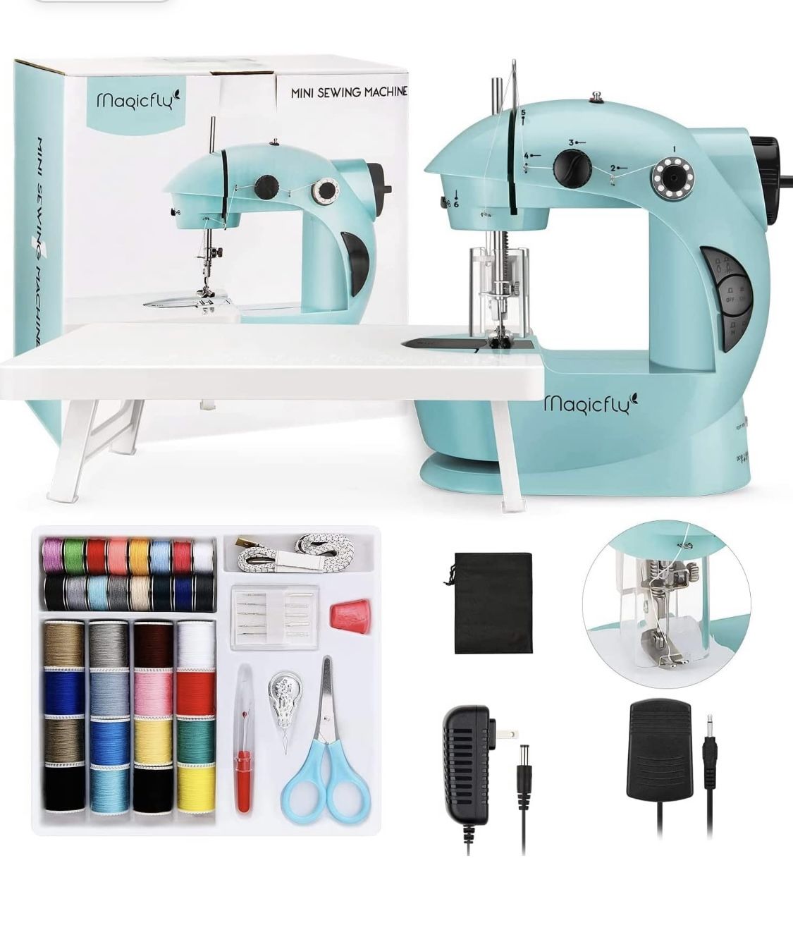Magicfly Mini Sewing Machine with Extension Table, Dual Speed Portable Sewing Machine for Beginners