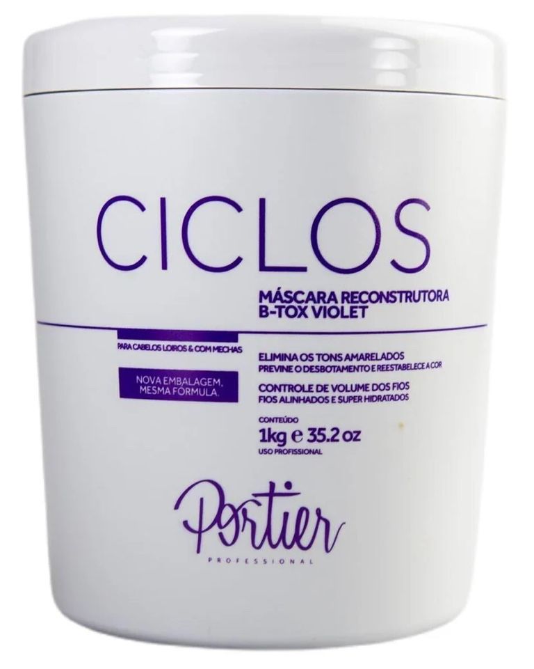 Portier Ciclos Btox Violet Reconstructive Mask Care with Blond 1Kg / 35.2fl.oz - Portier | Brazilian Keratin Treatment | Progressive Brush | Straighte
