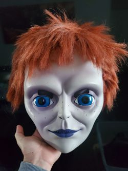Chucky Halloween Costume Mask with Red Hair