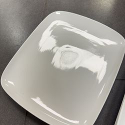 IKEA 4pc Set Ceramic White Serving Platters, Large Rectangular Plate, Irregular Rectangular Trays - Party, Wedding, Entertaining, Microwave Safe
