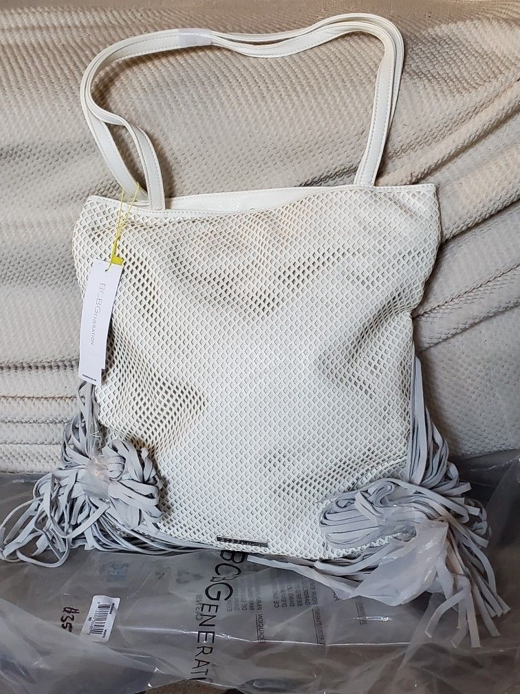 Bcbg White Fringe Purse