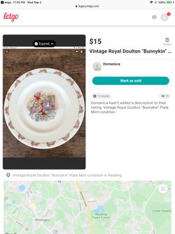 Vintage a Royal Doulton Bunnykin Plate