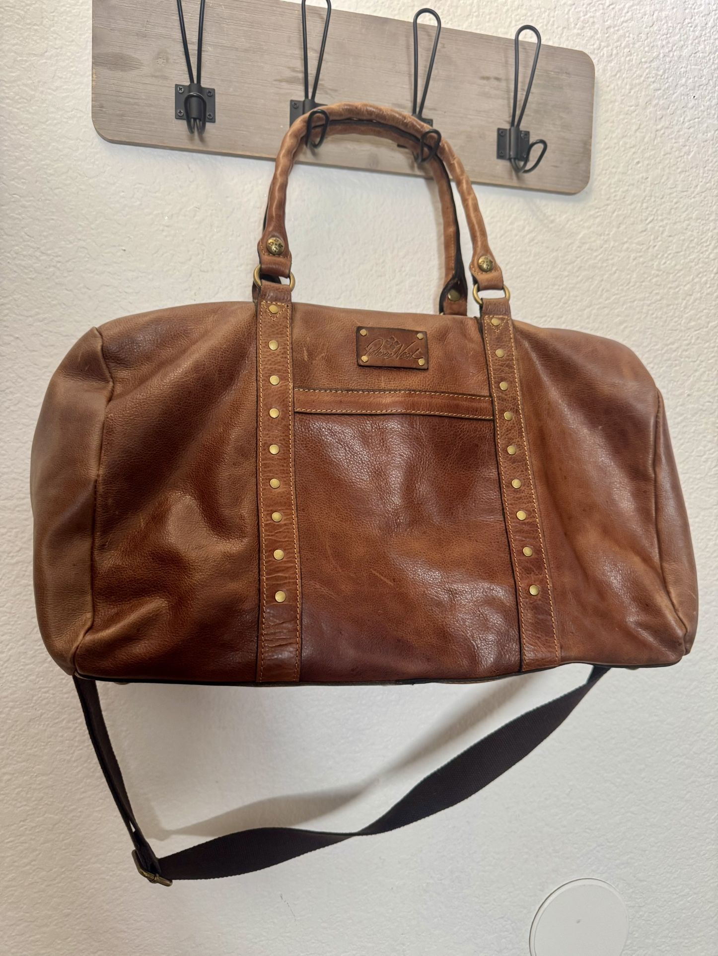 Patricia Nash Distressed Vintage Milano Weekender Chocolate leather bag MSRP $250-299