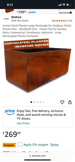 Watbick large outdoor steel planter box